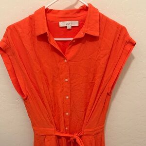 LOFT Vibrant Orange Midi Dress BNWOT never worn